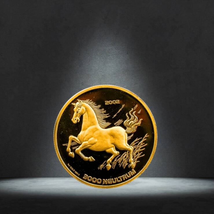 2002 Bhutan 2000 Ngultrum Gold Coin – Year of the Horse